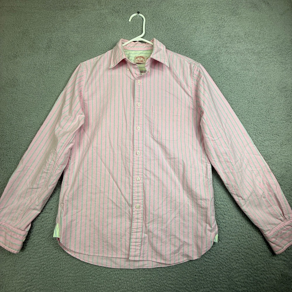Brooks Brothers Pink Mint Stripe Button Down Shirt Men's Size M Supima Cotton‎